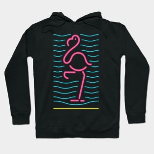 80's Gift 80s Retro Neon Sign Pink Flamingo Hoodie